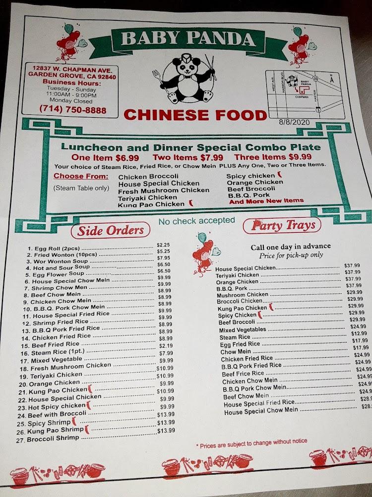 Baby Panda Chinese Restaurant Menu image 1