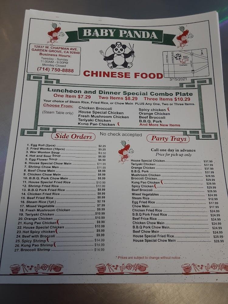 Baby Panda Chinese Restaurant Menu image 2